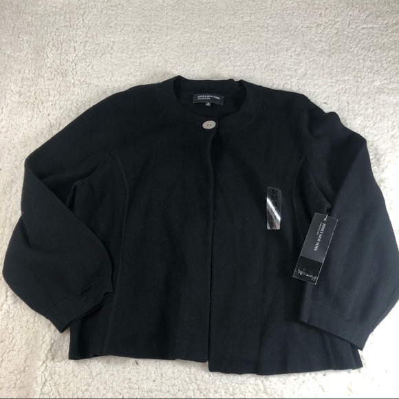 Jones New York 📌 medium NWT black cape jacket, heavy material one top button - Picture 2 of 9